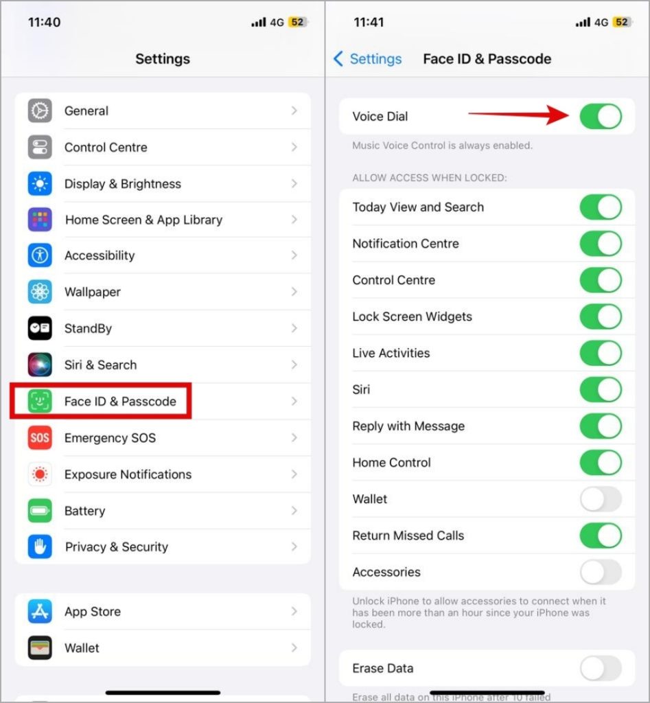 Desactivar el dial de voz en el iPhone