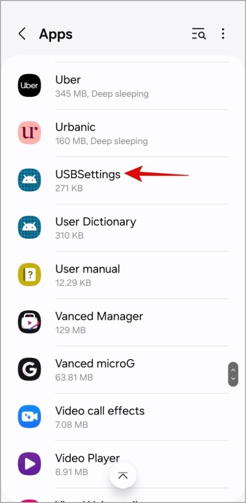 Usbsettings en el teléfono Samsung Galaxy
