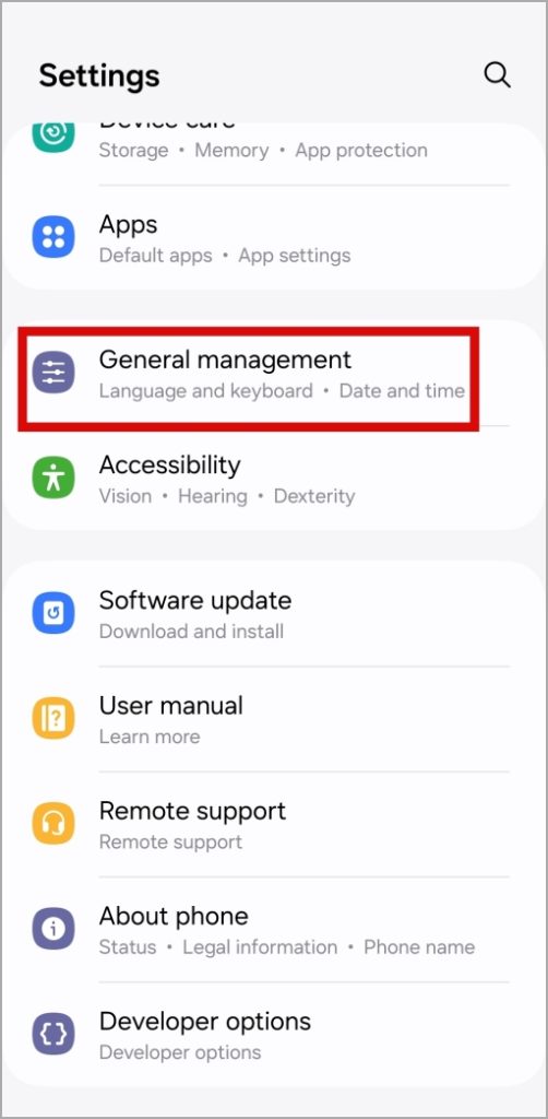 Gestión general en el teléfono Android