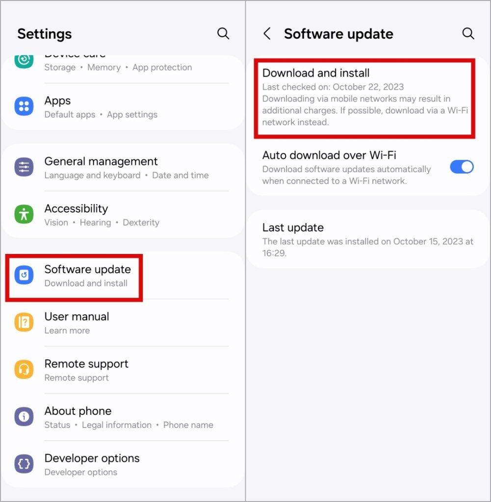 Verifique las actualizaciones de software en Android
