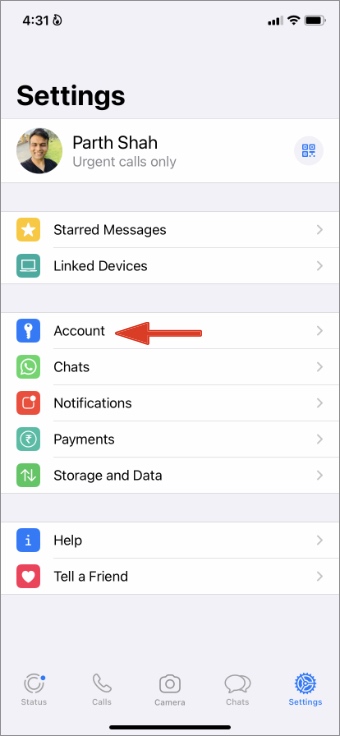 Cuenta de WhatsApp en iPhone