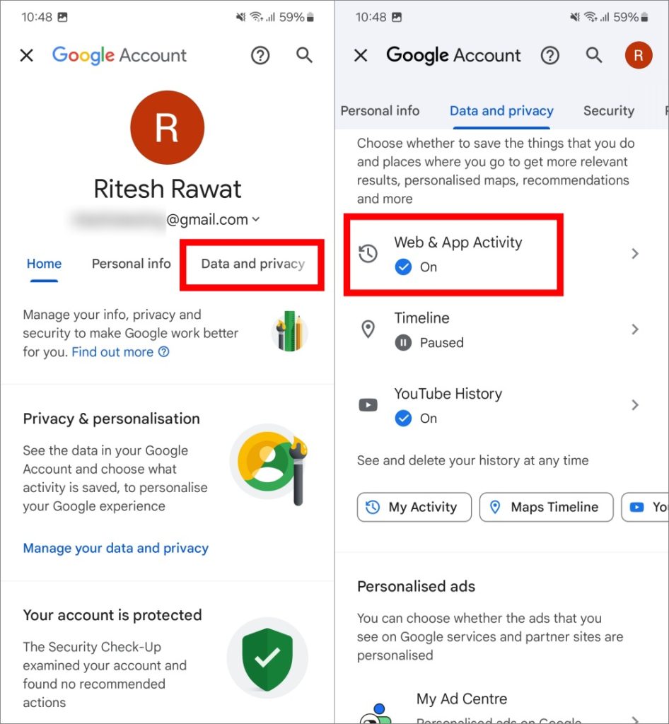 Datos y privacidad> Actividad web y de aplicaciones» class=»wp-image-149906″  ></p>
<p><strong>3.</strong> Ahora toque la caja antes <strong>Incluir el historial de búsqueda visual</strong> para seleccionarlo. La información sobre el historial de búsqueda visual aparecerá en su pantalla; Revise los detalles y toque <strong>Encender</strong>. El historial de búsqueda visual se ha activado con éxito.</p>
<!-- WP QUADS Content Ad Plugin v. 3.0.3 -->
<div class=