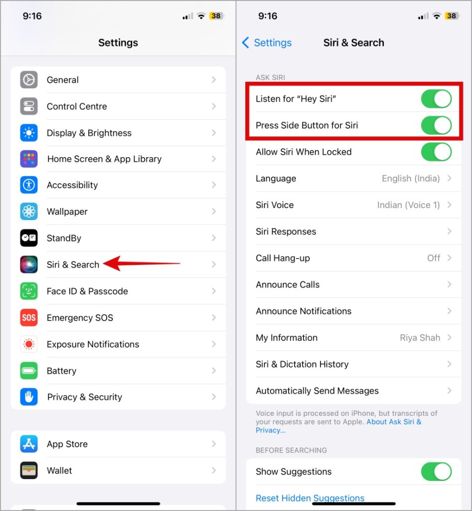 Habilitar o deshabilitar Siri en iPhone