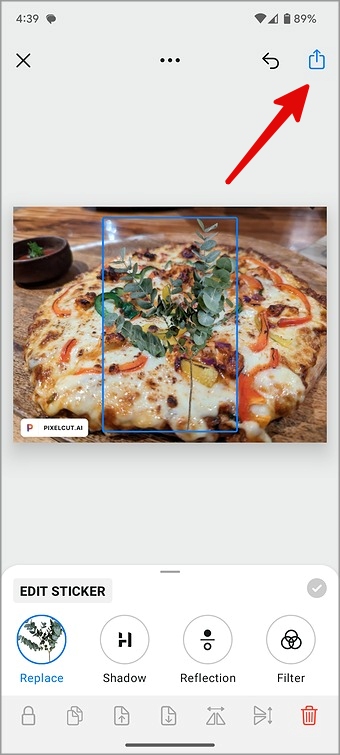 Foto compartida en la aplicación Pixelcut