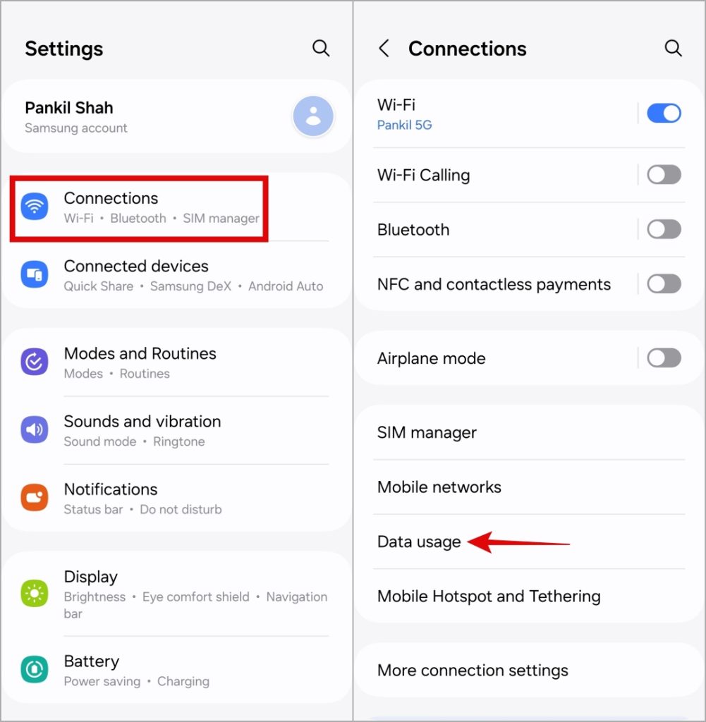 Uso de datos móviles en el teléfono Samsung Galaxy