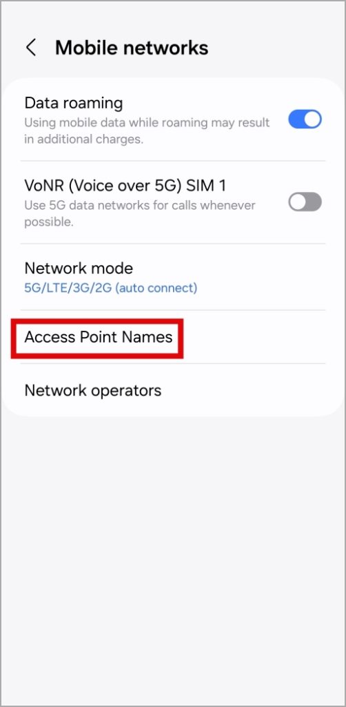 Configuración de APN en el teléfono Samsung
