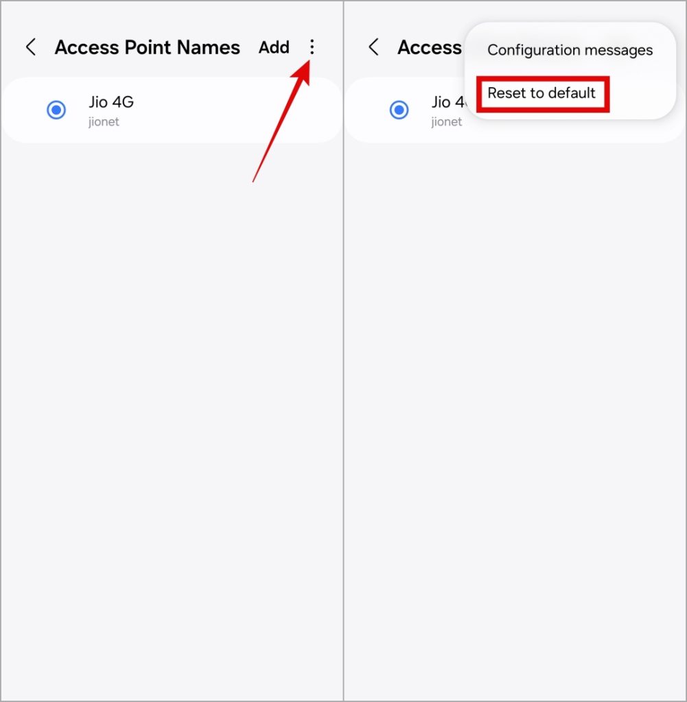 Restablecer la configuración de APN en el teléfono Samsung Galaxy