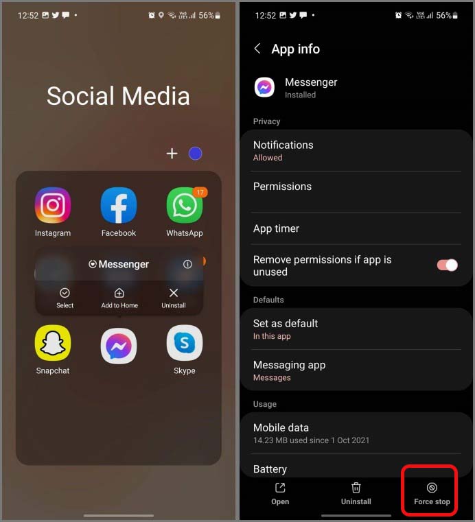Force Stop Messenger