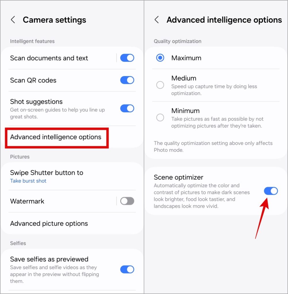 Deshabilitar el optimizador de escena en el teléfono Samsung Galaxy