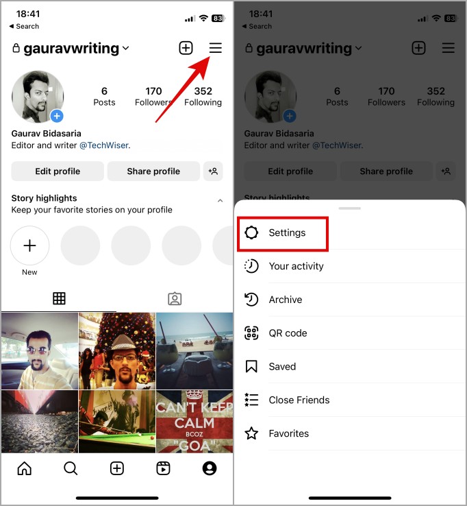 Configuración de Instagram