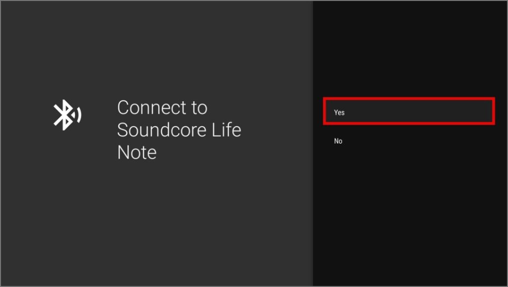Confirme conectar el dispositivo de audio Bluetooth conectado previamente en Google TV