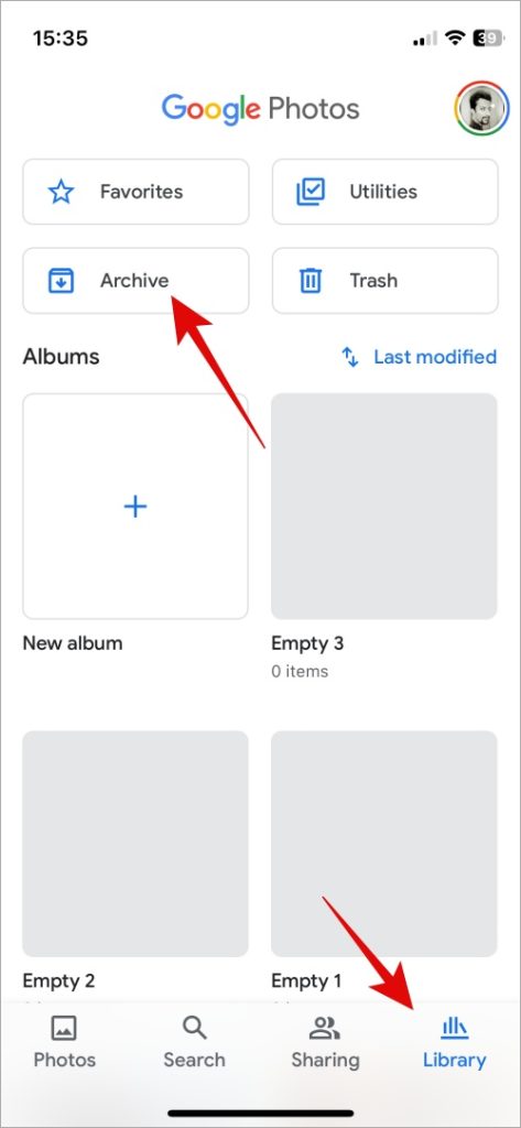 Opción de archivo de Google Photos