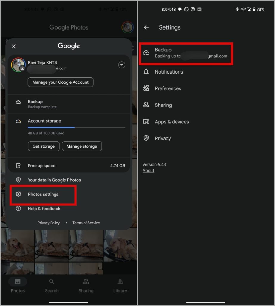 Configuración de copia de seguridad de Google Photos