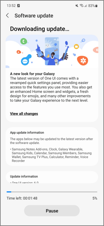 Descargar actualizaciones en el teléfono Samsung Galaxy