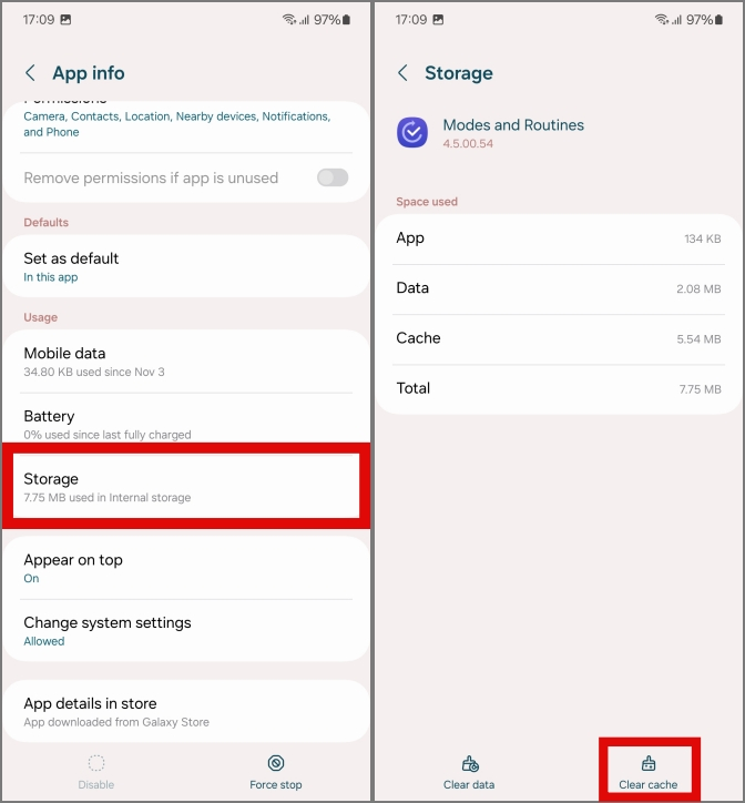 Cache de borde para la aplicación Rutina en Samsung Galaxy Phones