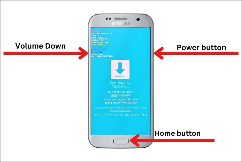 Modo de descarga de salida en teléfonos Samsung Galaxy más antiguos