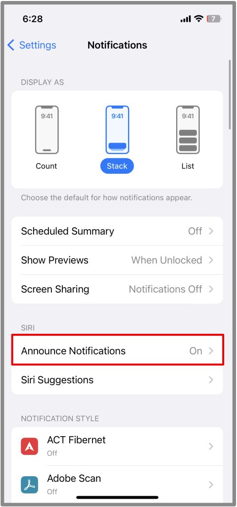 Notificaciones de anuncio abierto