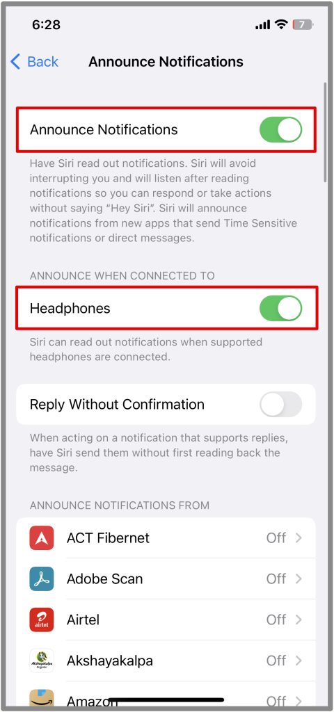 Apague Siri anunciando mensajes en AirPods