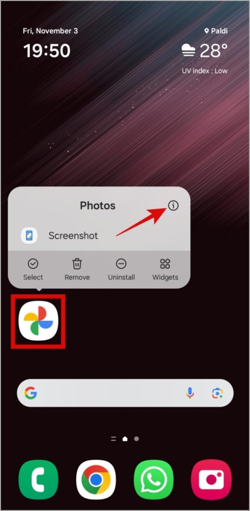 Información de la aplicación de Google Photos en Android