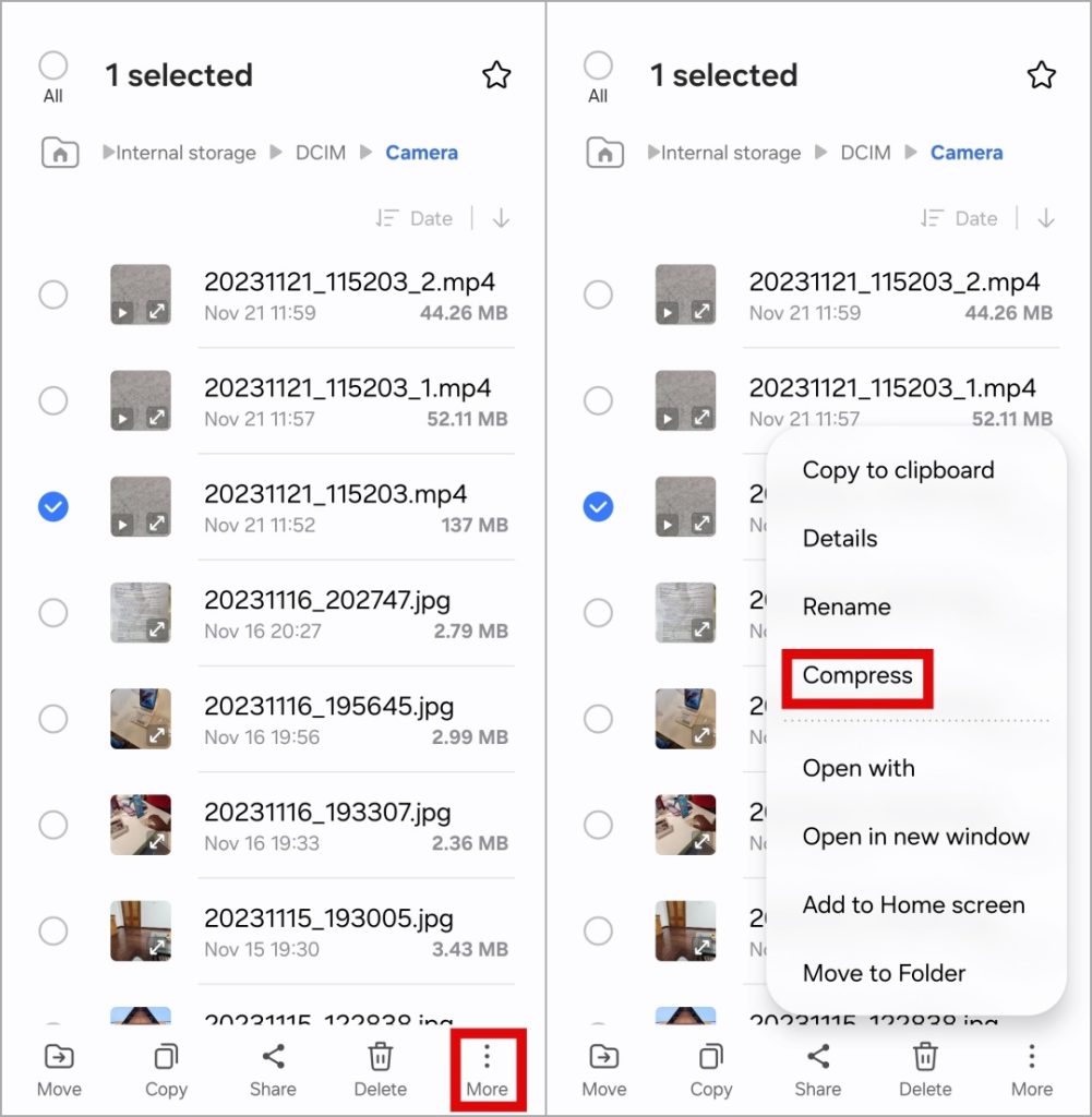 Comprimir un video en el teléfono Samsung Galaxy