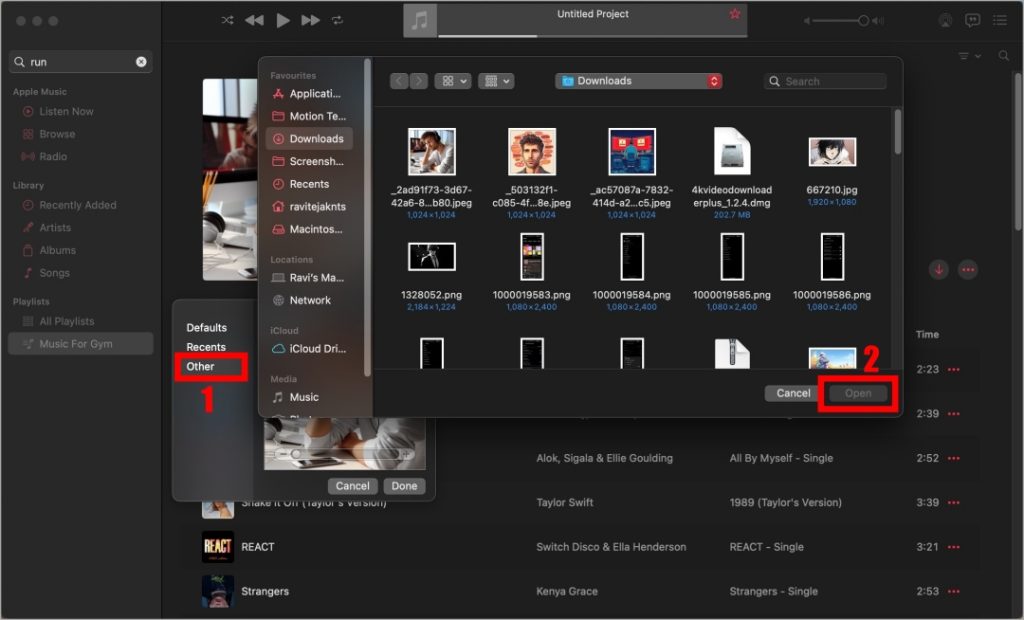 Seleccione la imagen para la portada de la lista de reproducción en Mac