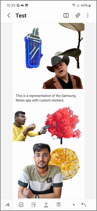 Uso de calcomanías personalizadas en la aplicación Notes en Samsung Galaxy Phones