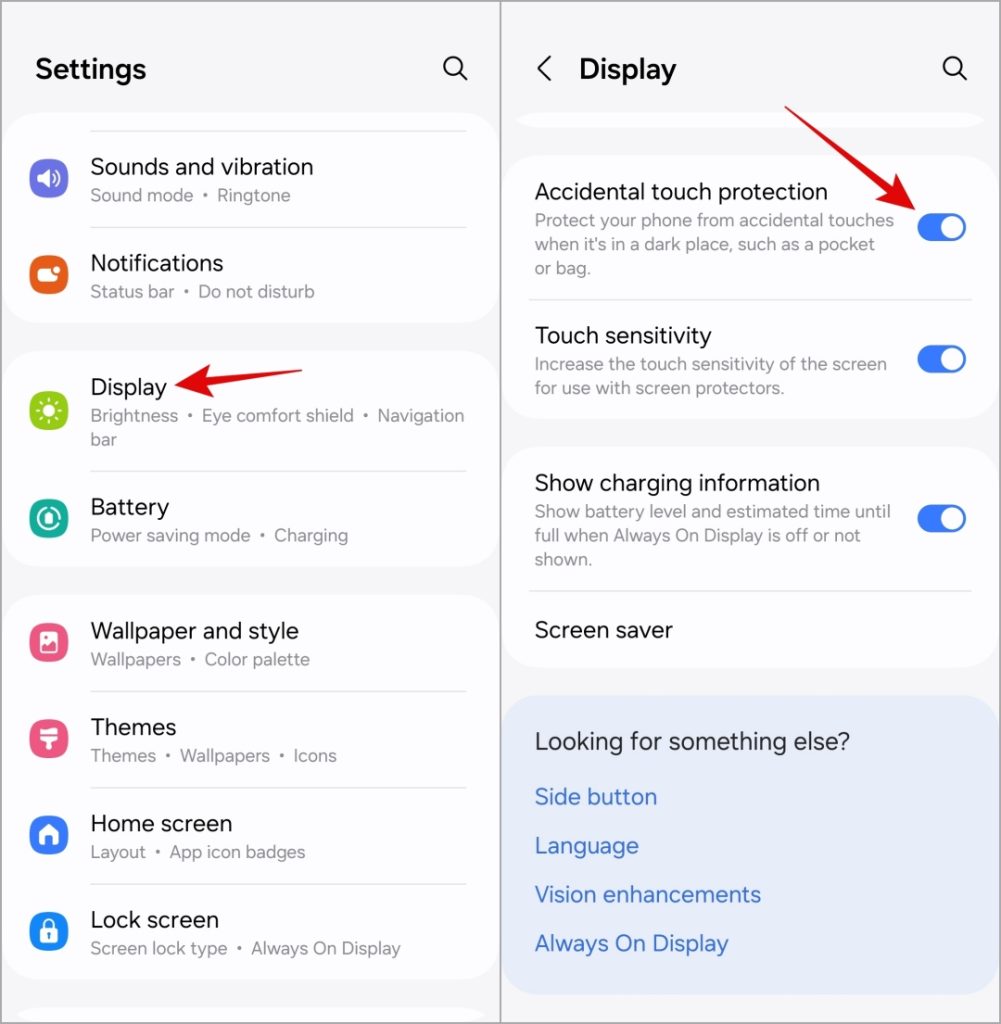 Desactivar la protección táctil accidental en el teléfono Samsung Galaxy
