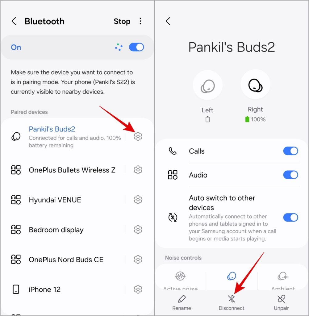 Desconecte un dispositivo Bluetooth en Android