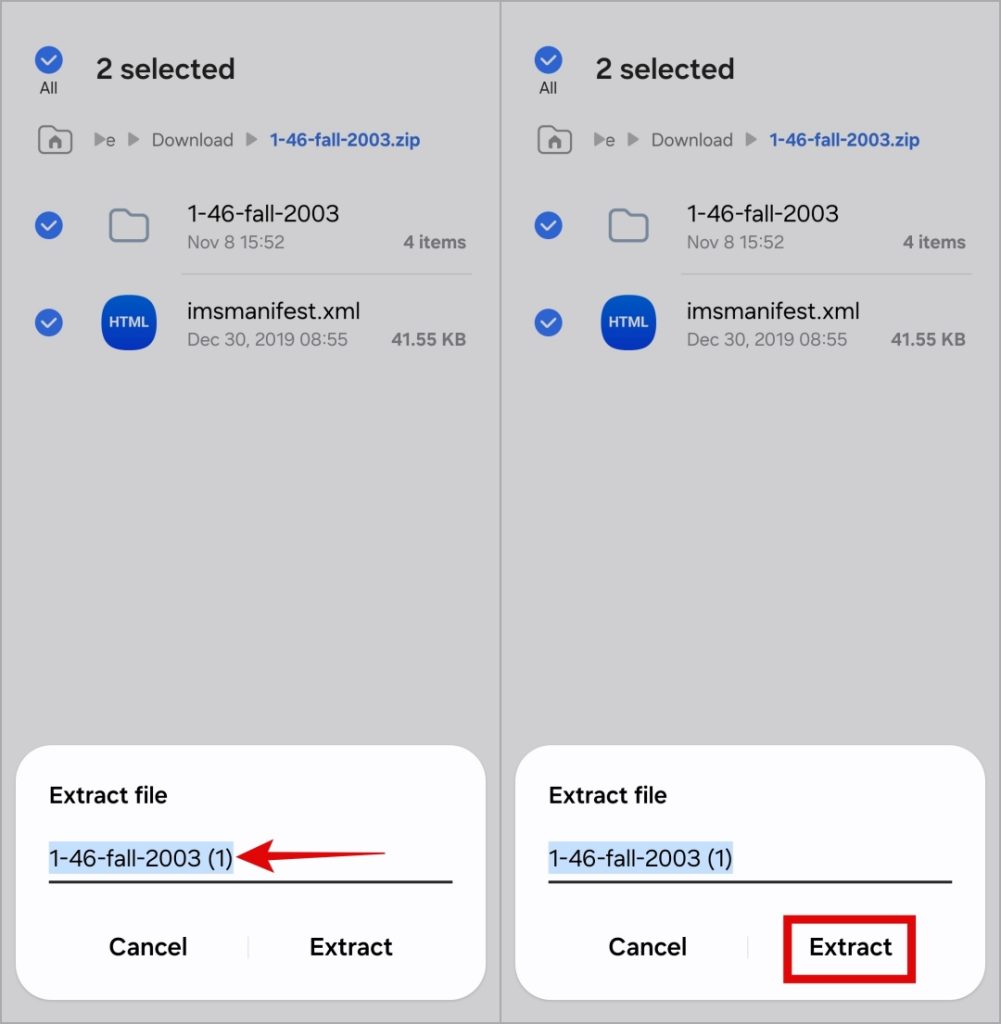 Abra un archivo zip en el teléfono Samsung Galaxy