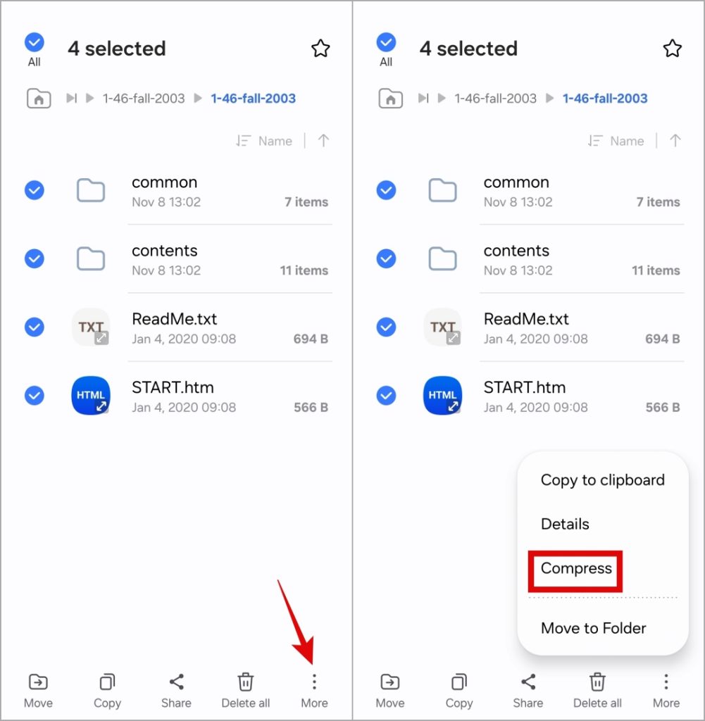 Comprimir archivos en el teléfono Samsung Galaxy