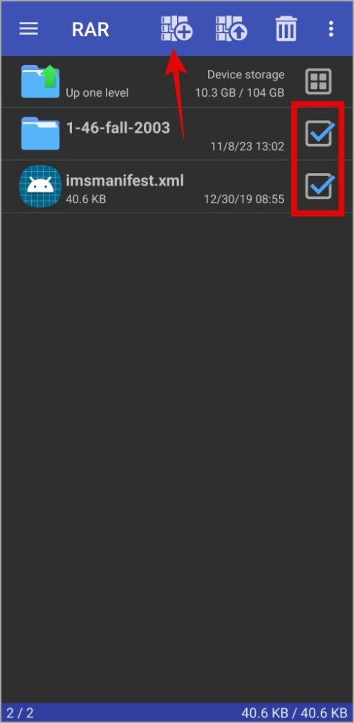 Comprimir archivos que usan la aplicación RAR en el teléfono Samsung Galaxy