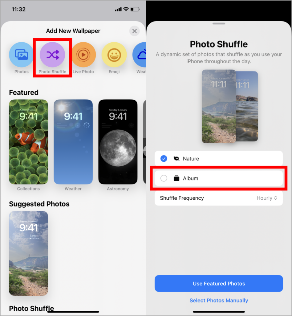 Diferentes opciones de papel tapiz en iPhone