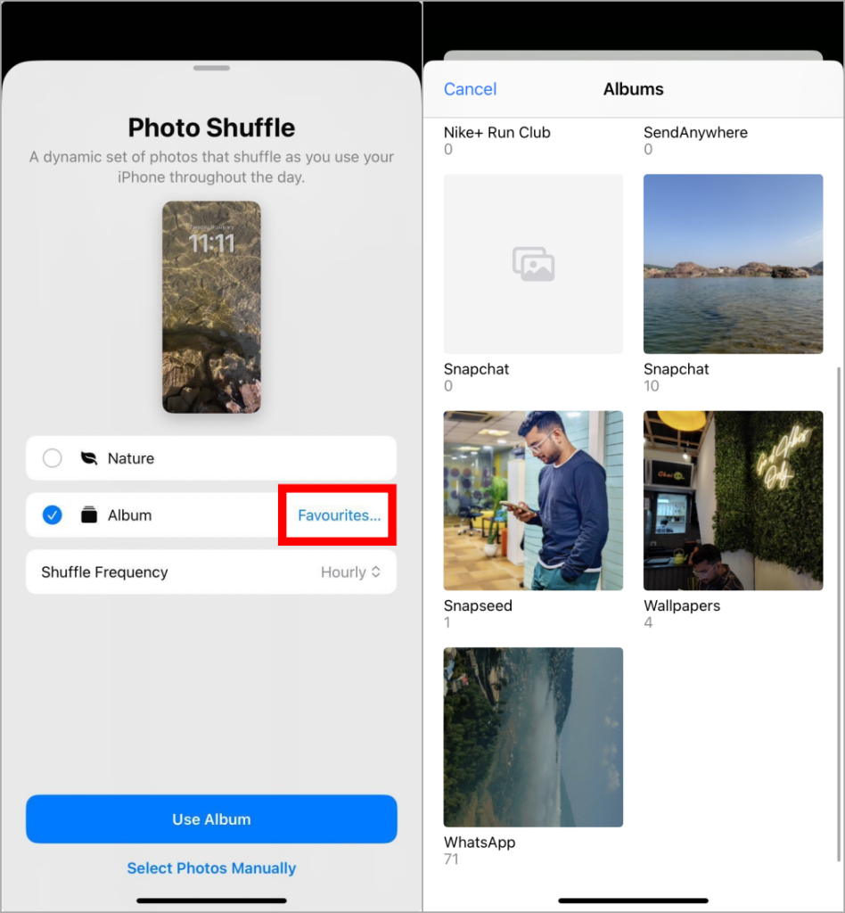 Photo Shuffle en iPhone