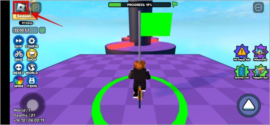 Juego de Roblox en iPhone