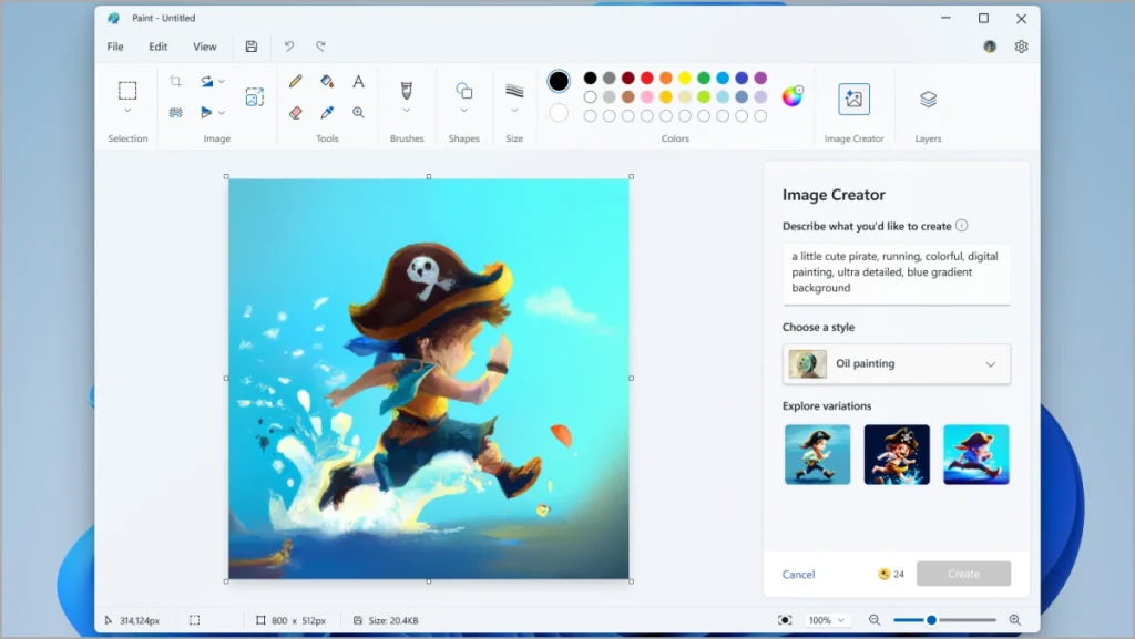 Creador de imágenes en MS Paint