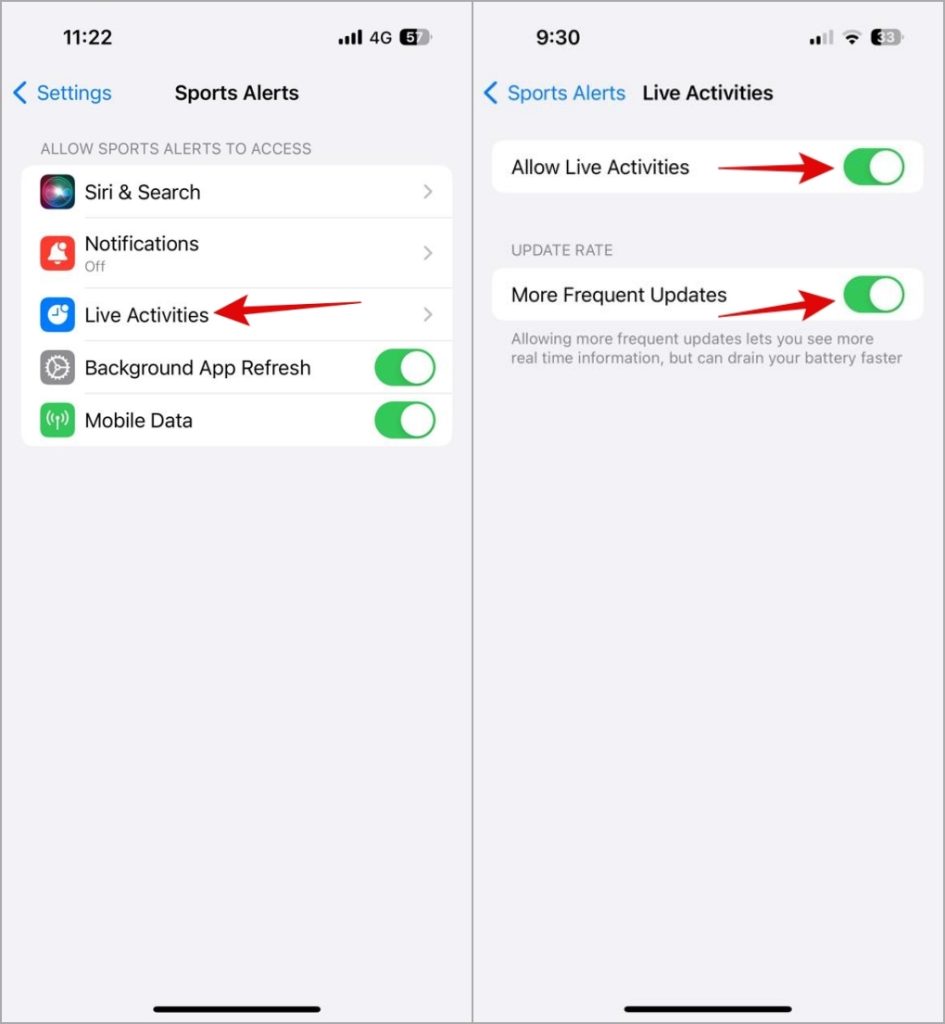 Habilitar actividades en vivo para la aplicación en iPhone