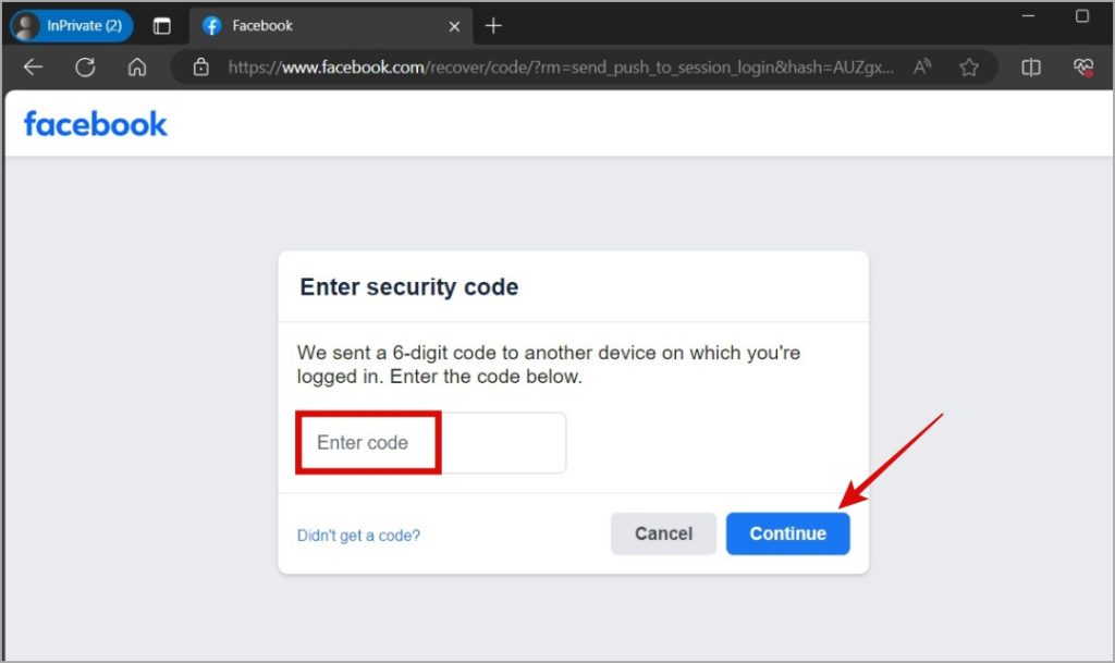 Verificar el código de Faceboook