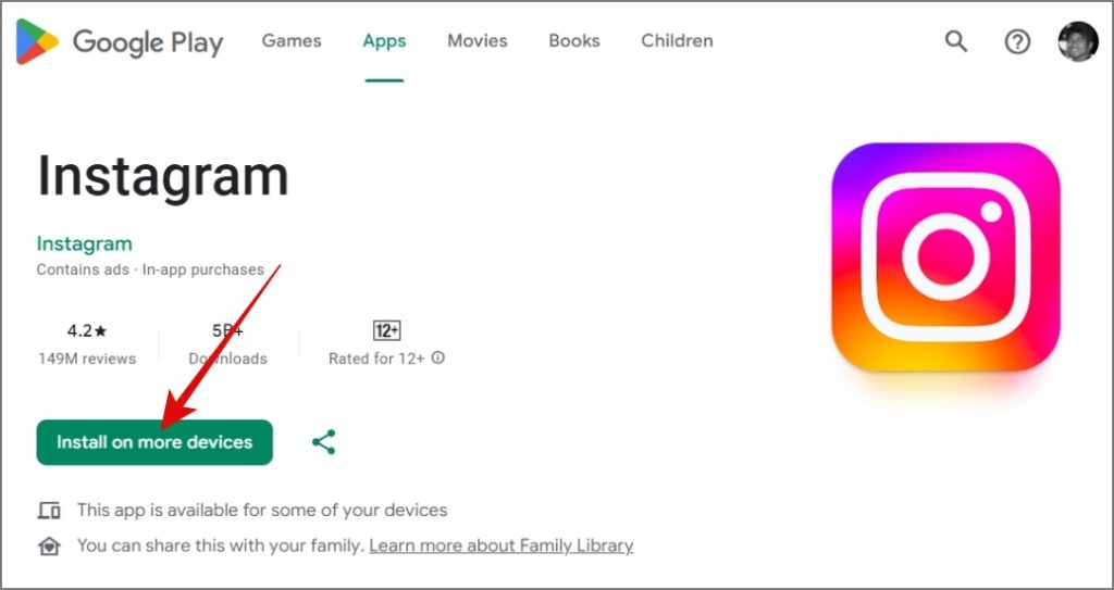 Instalar en el botón de más dispositivos