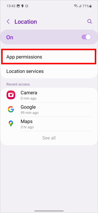 Verifique los permisos de la aplicación en Android
