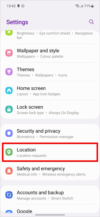 Configuración de ubicación en Android