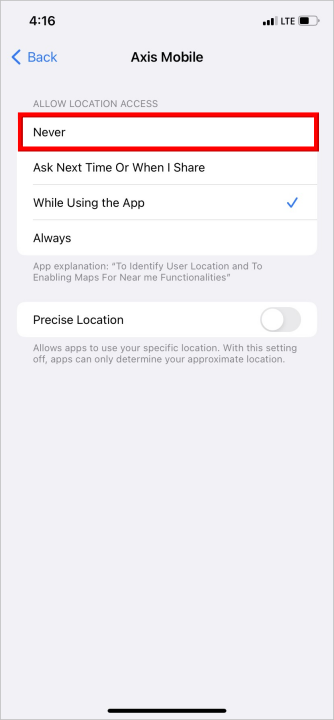 Nunca la ubicación de la ubicación en iOS