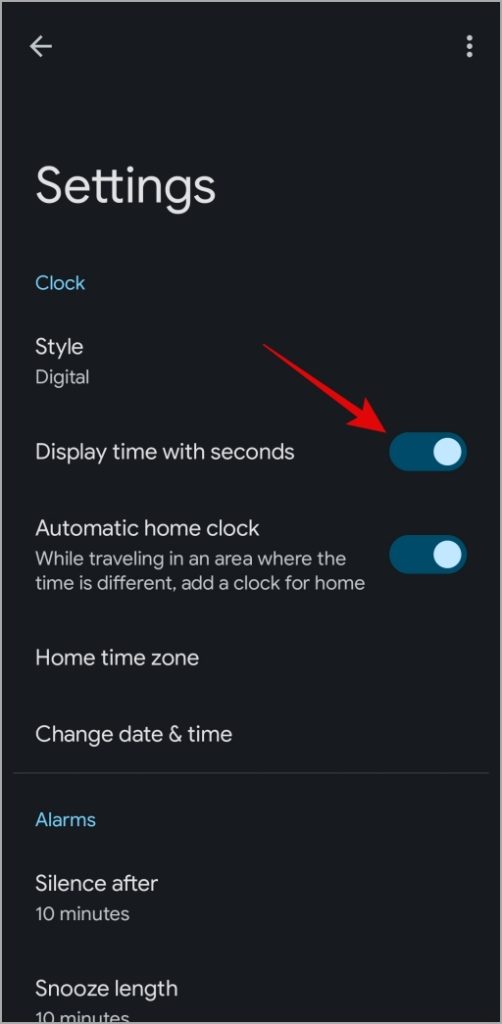 Mostrar segundos en la aplicación de reloj Android