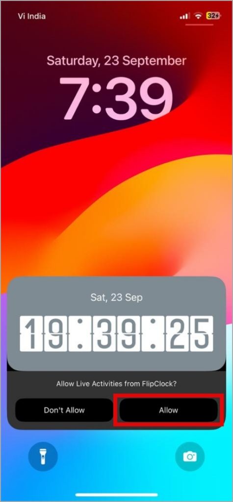 Agregar widget de reloj Flip en la pantalla de bloqueo de iPhone