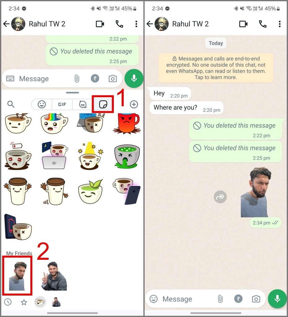 Envíe una etiqueta personalizada en WhatsApp desde Android