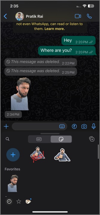 La pegatina de otro usuario guardada en nuestra cuenta de WhatsApp