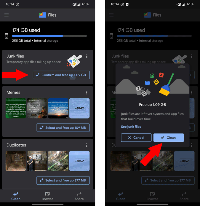 Borrar archivos basura con archivos de Google App