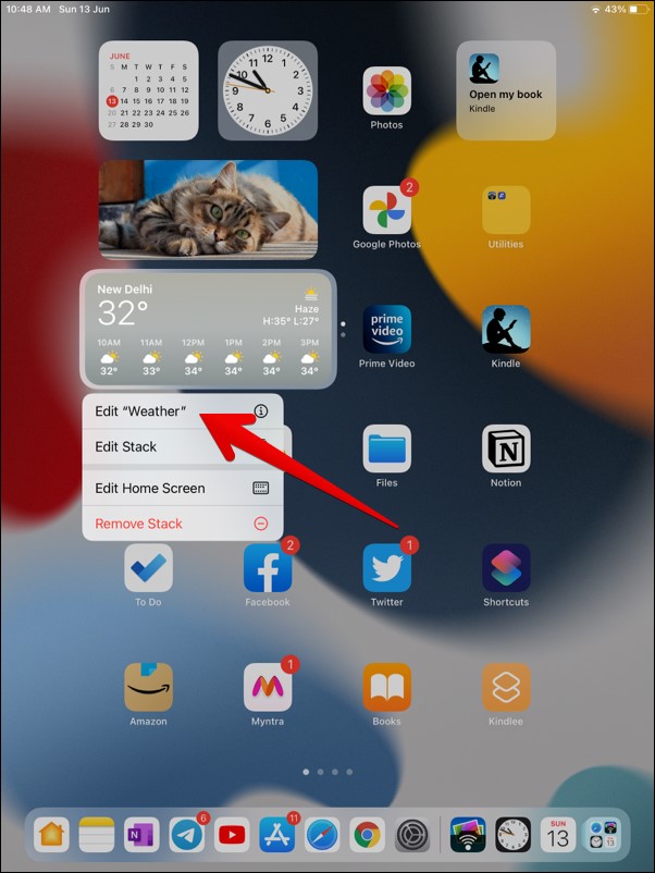 Personalizar widget en iPados 15