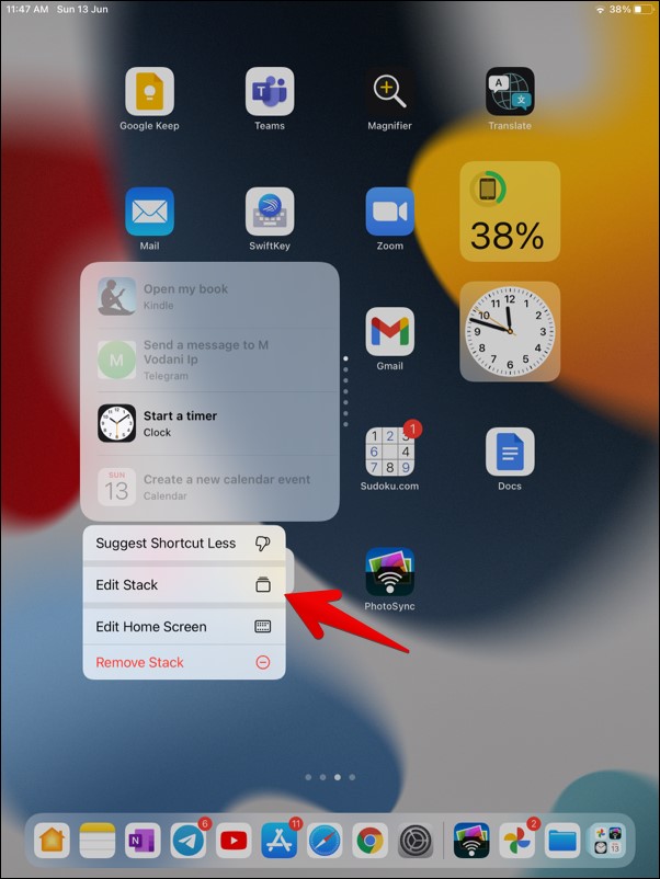 Editar iPad de widget de pila inteligente