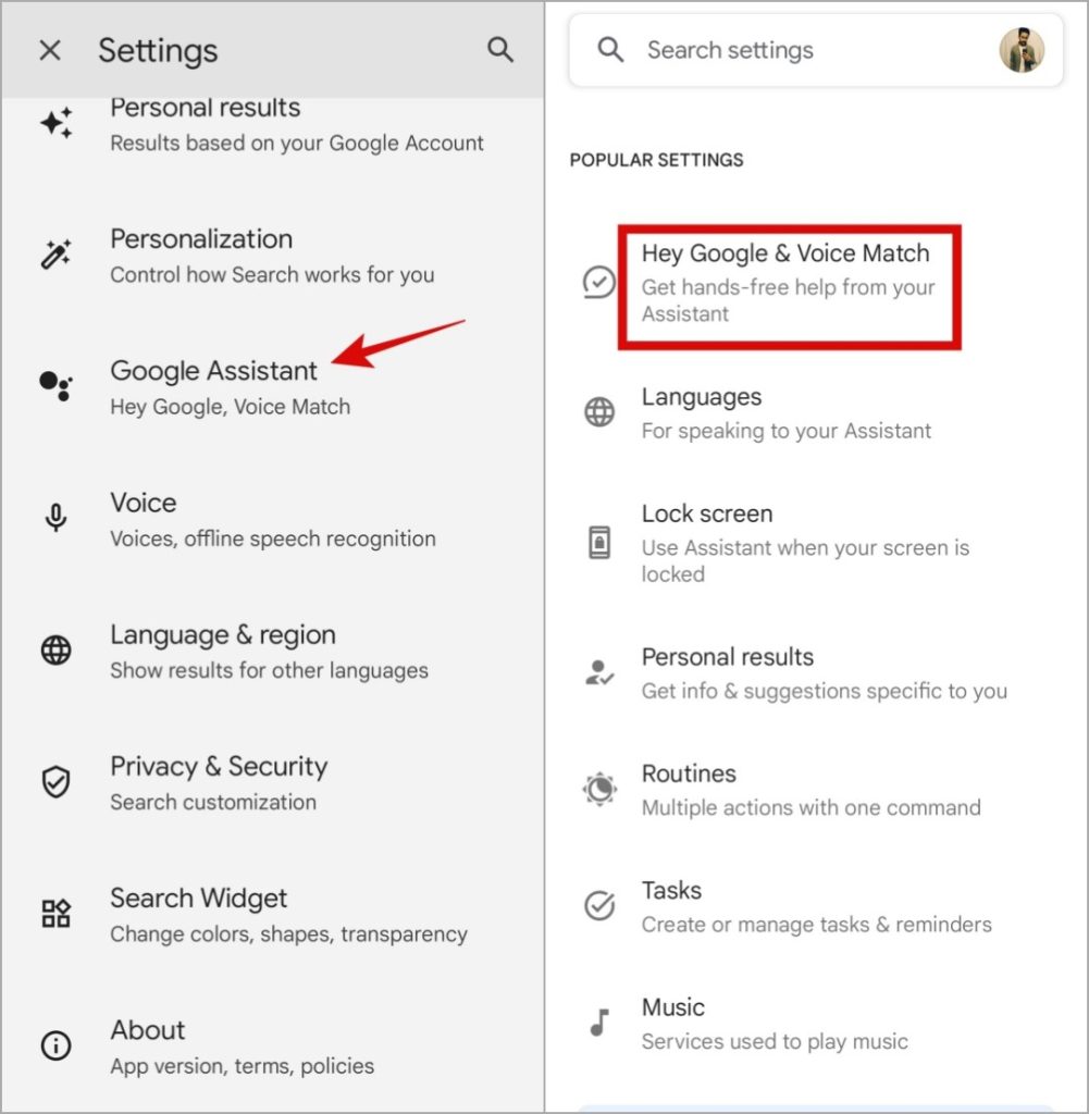 Hola configuración de Google en Android