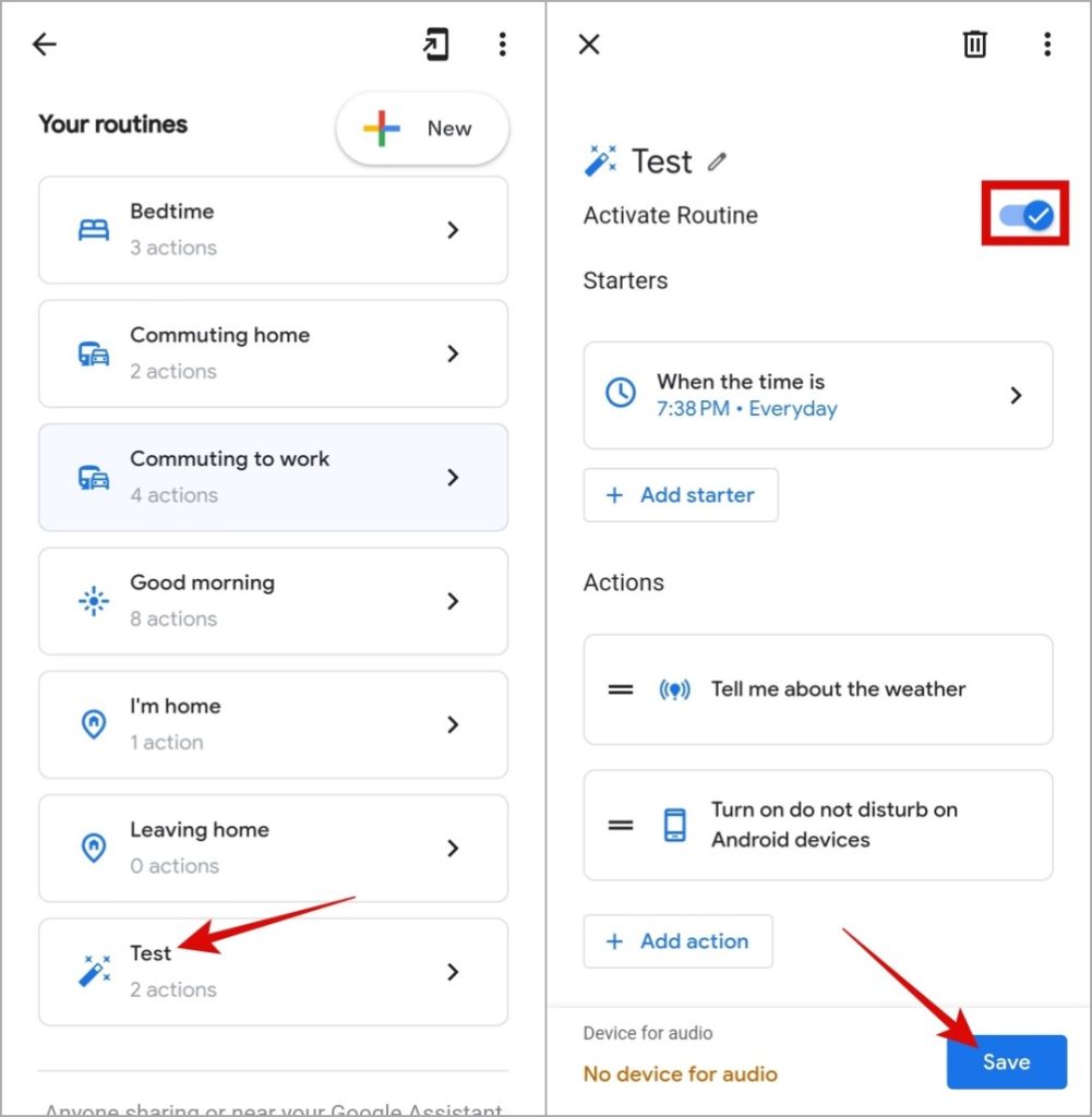 Apague las rutinas de Google Assistant en Android